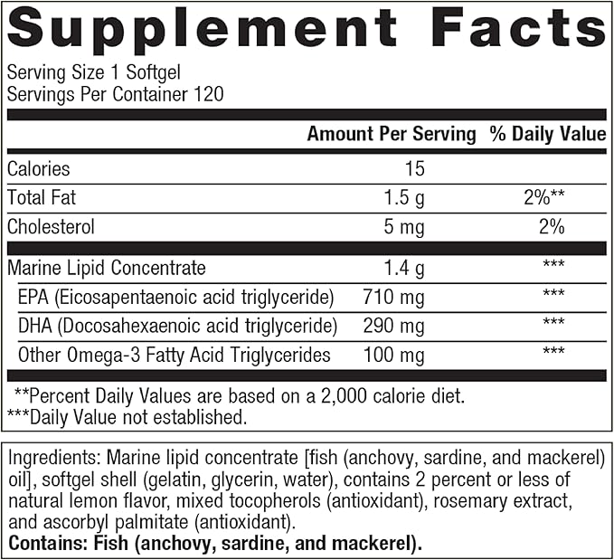 Metagenics OmegaGenics Fish Oil EPA-DHA 1000 Omega-3 Fish 120 Softgels