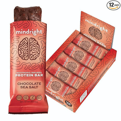 MINDRIGHT Superfood Vegan Protein Bars Salt,12 Pack)