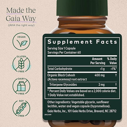 Gaia Herbs Black Cohosh 60 Vegan (30-Day Supply)