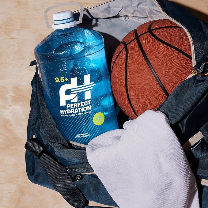 Perfect Hydration 9.5+ pH Alkaline Drinking Water, Electrolyte Minerals for Taste, 8 Gallons (2 Cases of 128 fl oz Jugs)