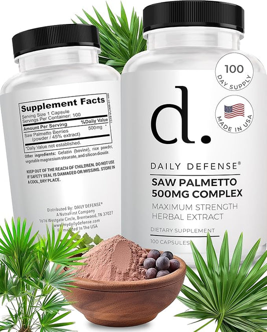 Saw Palmetto Supplement - Pure Saw Palmetto for Men & Women - Herbal Supplements for Overall Wellness - 500 mg of Saw Palmetto Berries per Capsule - 100 Saw Palmetto Capsules per Bottle